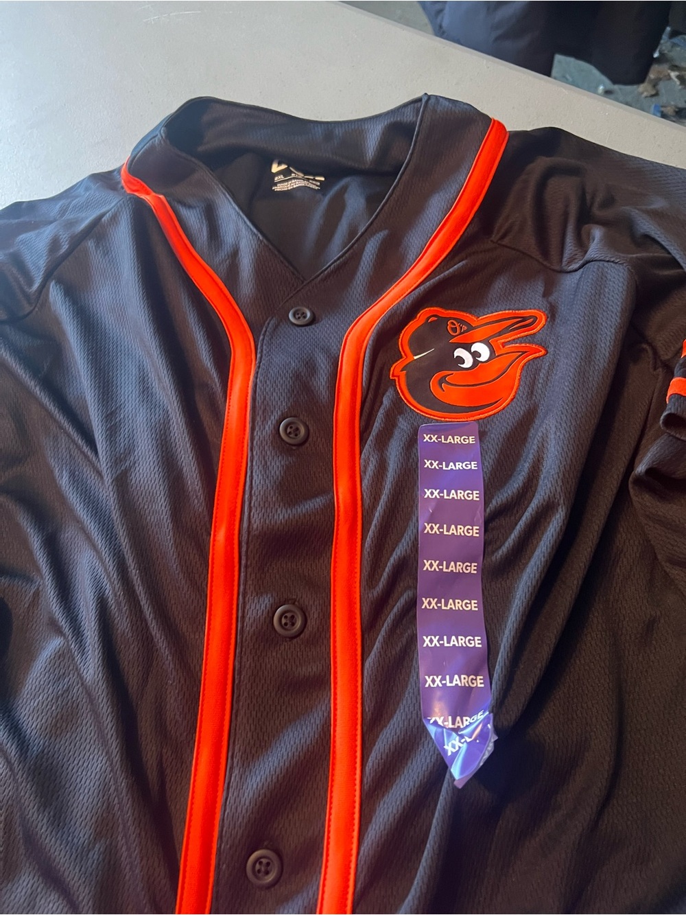 Men's Black and Orange Team Baseball Jersey with Embroidered Mascot